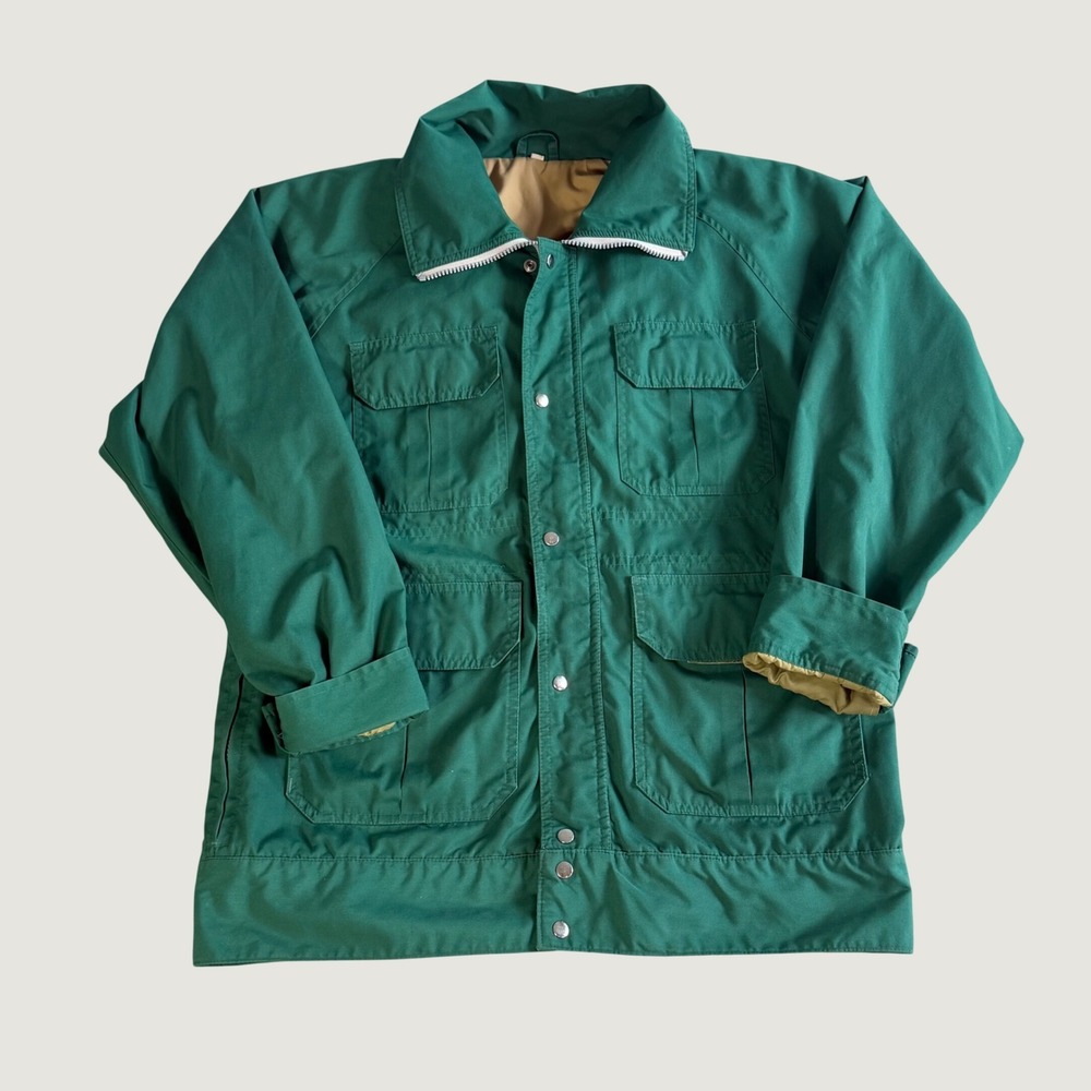 Vintage 90s Gorpcore Hiking Utility Field Jacket Green Multi Pocket Hooded Coat